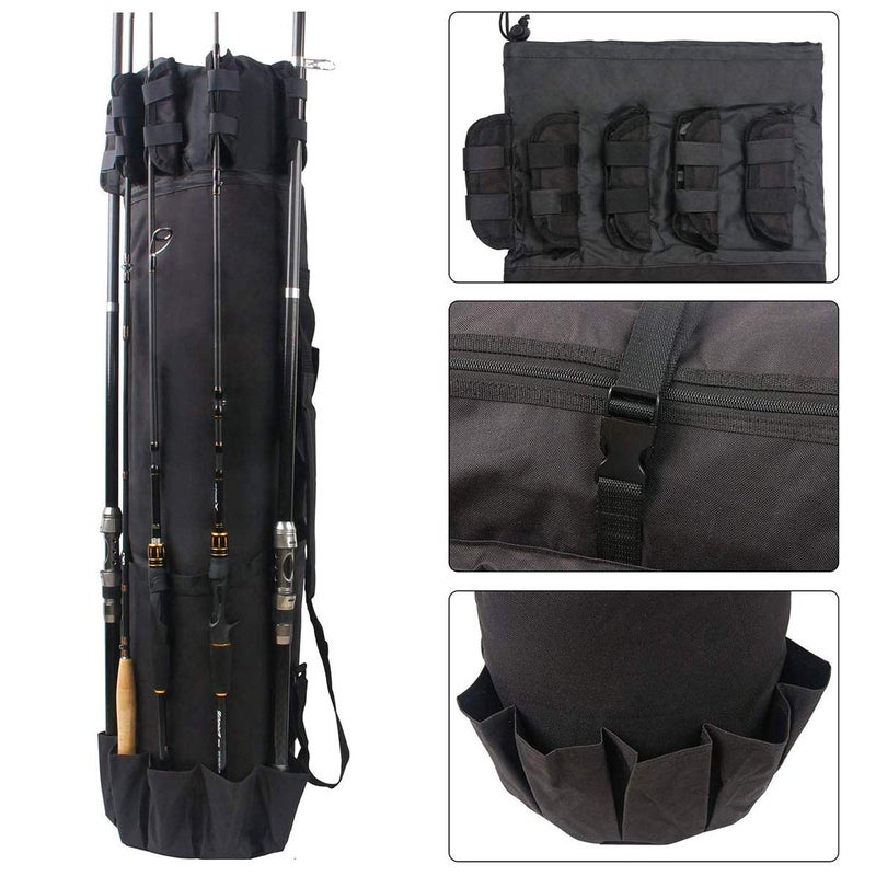 SILANON Fishing Rod Bag Pole Holder, Portable Fishing Rod Case Carrier Canvas Pole Storage Bag Travel Carry Case Waterproof Fishing Tackle Gear Organizer - Image 3